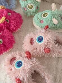 Damskie, pluszowe, zabawne kapcie z motywem kreskówkowych zwierzątek, idealne na imprezę halloweenową i do noszenia w domu, jesień/zima