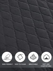 1pc Black Water Resistant Bed Sheet, Bedding, Fitted Sheet, Home Decoration, Cozy Home Textile, Breathable And Anti-Pilling Mattress Protector, Water Resistant Mattress Cover, Soft And Comfortable Bedding For Bedroom, Skin-Friendly Mattress Protector, Dustproof And Moisture-Proof Mattress Protective, Fully Covered Mattress Protector - Black - View 5