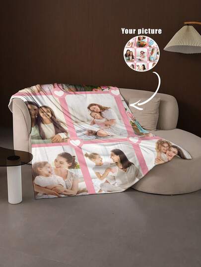 1 Personalized Photo Blanket, A Plush Blanket With Customized Photos And Text, A Gift For Mom On Mother's Day And Father's Day, A Home Bedding Item, And A Personalized Photo Blanket For Outdoor Camping Supplies