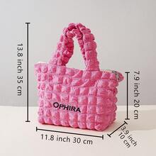 Personalized Embroidered Name Tote Bag, Custom Pleated Waffle Plaid Travel Vacation Bag, Birthday Gift, Bridal Shower Gift, Christmas Gift (Women's) - Multicolor - View 8