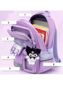 三丽鸥酷洛米多口袋背包 - 可爱的酷洛米主题，轻便单肩包，带多个隔层，适合装奖品和奖励 - 彩色 - 查看 6