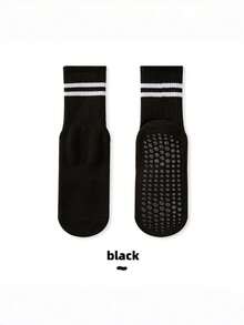 Women's Anti-Slip Yoga Socks - Thickened, Warm, And Anti-Slip Design; Polka Dot Pattern Suitable For Yoga, Pilates, Fitness, And Sleep - Autumn/Winter Styles Available In Dark Pink, Gray, Purple, And Black.