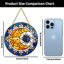 1 件彩色太阳、月亮和星星窗挂饰 - 亚克力捕光器，星星爱好者的珠宝风格家居装饰，完美的礼物（5.9x5.9 英寸）