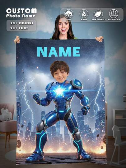 1 Manta de Flanela Personalizada com Foto, Presente Personalizado, Presente de Natal, Manta Personalizada, Manta para Cama, Presente para Menino, Manta Personalizada com Rosto de Super-Herói, Manta Personalizada com Rosto K, Estampa de Roupa de Herói, Manta de Super-Herói em Formato de C, Manta de Pelúcia com Nome de Menino, Manta com Fundo Espacial, Manta com Foto/Texto para Melhor Amigo, Manta Confortável, Presente para a Família, Presente de Casamento, Presente de Aniversário
