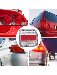 2pcs LED Square Pickup LED Taillight 12V 3-Colour Yellow/Red/White Trailer 20LED Taillights, Truck Brake Lights, Signal Lights For RV, Car, Pickup - Multicolor - View 5