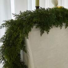 6ft Premium Artificial Cedar Wreath, Realistic Christmas Pine Garland, Ideal For Christmas And Holiday Decor, Suitable For Fireplace, Staircase And Front Door Display - Green - View 2