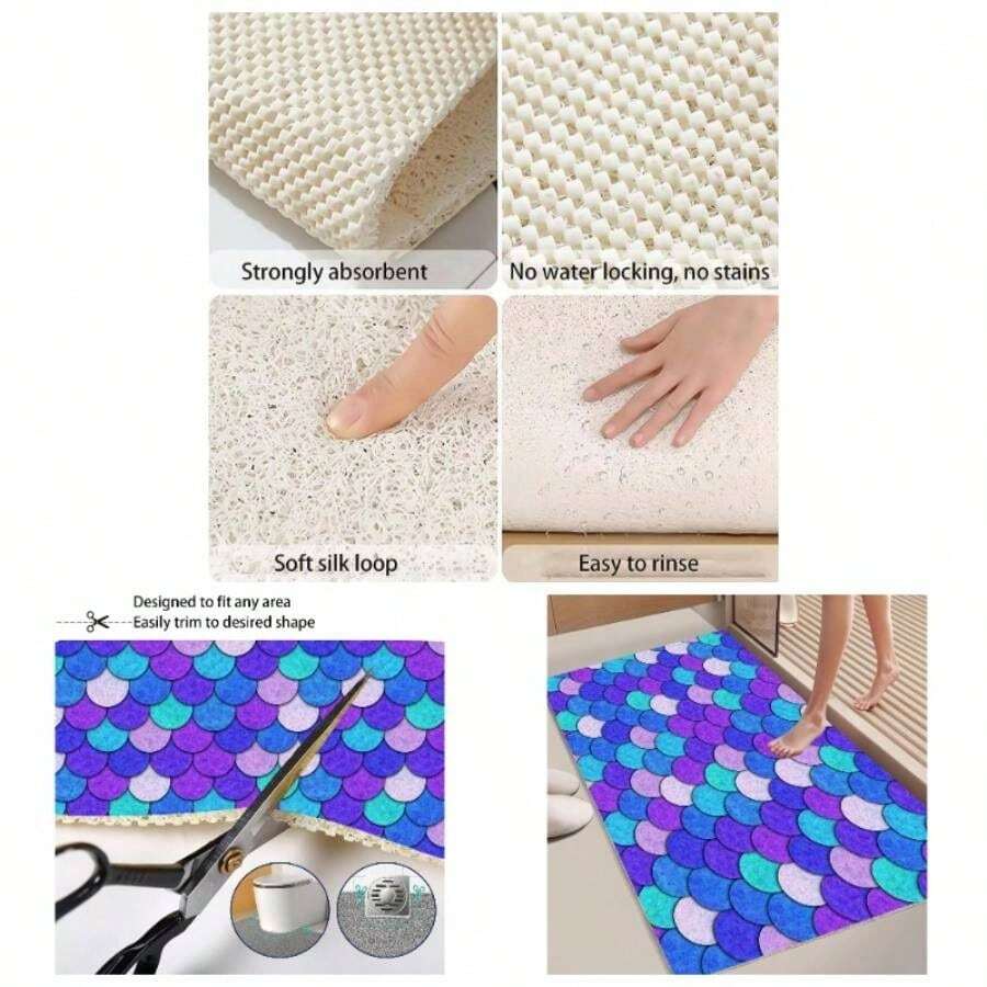 - Alfombrilla de ducha suave y moderna para ducha, 40x 70, accesorios de bao, antideslizante, para ducha y bao, de secado rpido, fcil de limpiar, color morado - 24" x 15.7" (Rectangular) - Ver 1