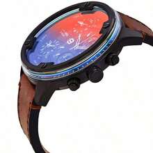 Diesel 1 Pieza Cronógrafo de Esfera Negra Sobredimensionada de 56 mm para Hombres - Correa de Cuero Negro Mate, Aspecto Audaz para Salir de Noche, Estilo Callejero y Borde Cotidiano - DZ7415 - Marrón - Ver 5