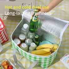 1pc Outdoor Picnic Tote Bag, Insulated Lunch Bag, Thick Fabric, Suitable For Office, School, Picnic, Camping, Large Capacity, Portable - Multicolor - View 5