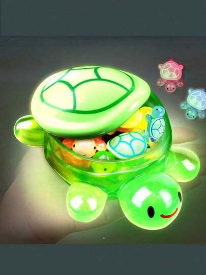 One Glowing Large Turtle + 15 Small Turtles, A Decorative Glowing Large Turtle, A Storage Box Shaped Like A Big Turtle, Detachable Turtles, Uniquely Designed Handicrafts And Party Gifts, Holiday Presents,Suitable As Home Decor Piece On Desk, Windowsill, Etc., Also For Party/Event Decoration To Create A Fun Atmosphere