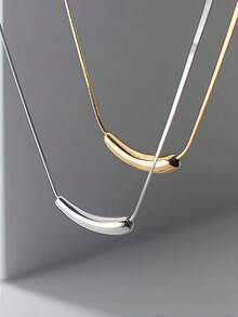 1pc Asymmetrical Geometric Gold/Silver Pendant Necklace, Suitable For All Occasions - Multicolor - View 4