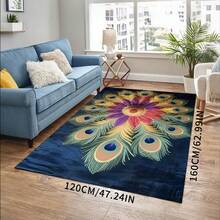 1 pièce Tapis de bain antidérapant à motif de plume de paon, tapis de cuisine antidérapant, convient pour la salle de bain, la cuisine extérieure, la décoration printanière de la maison