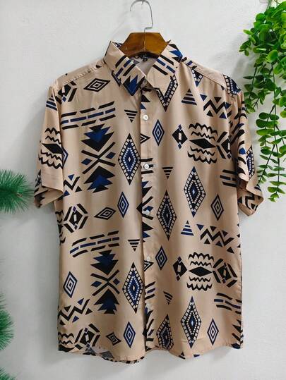 Camisa Floral Havaiana Praia Verão Masculino Manga Curta De Botão Tecido100% Viscose encolhe um pouquinho