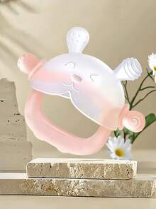 1pc Cute Animal Shaped Baby Teether, Helps Baby Happily Teethe, Baby Handguard Teether, Trains Grasping Ability, Teething Ring Teether, Anti-Thumb Sucking Device, Soft Silicone Teether Can Be Boiled, Suitable For Babies 3 Months+, Color Options - 彩色 - 查看 11