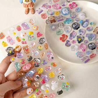 1pc Cartoon 3D Floating Fun Stickers Crystal Diamond Children's Decorative Stickers 3D Stickers Cute Relief Stickers Girl, Perfect New Year's Day Gift, Birthday Gift(Random Style)