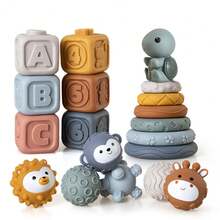 Baby Soft Rubber Cube Building Blocks Stacking Rings Sensory Squeeze Ball Toys - Multicolor - View 14