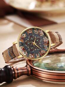 1pc Women's Elegant Fashion Personalized Numeric Dial Quartz Wrist Watch, & Chic (Watch Box Not Included) - Màu be - Xem 5