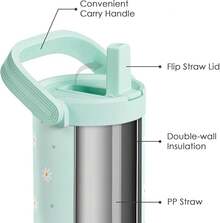 Pink Bow Stainless Steel Straw Lid Tumbler 30oz With Carry Handle For Women Girls, Insulated Travel Coffee Cup, Gift For Sports Outdoor Workout Christmas Birthday - 雛菊2 - 查看 2