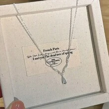 1件装波浪吊坠项链，独特高端轻盈设计，女士颈链