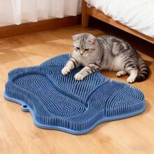 1个猫咪按摩刷，适合猫咪抓挠和自我清洁 - 多功能猫抓板；适用于客厅、宠物猫屋、阳台和浴室，猫刷，猫抓板，猫咪美容，宠物用品，节省空间设计，小巧宠物刷，橡胶刷毛，耐用宠物用品，自我清洁刷，猫咪必备护理用品，宠物爱好者