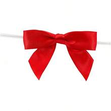 Reliant Ribbon Piece Bow 3.25 Span X 2 Tails Twist Tie Ribbon, Red,/8SpecialForCanada - 紅色 - 查看 2