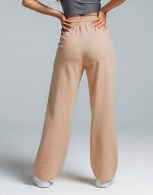 Wide Leg Pants With Flare Leg, Sophisticated Fit, Structured Style, High , Contemporary, Casual, Comfortable, Modern, Chic - Straw - View 2