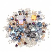 210 piezas de cuentas de vidrio, cuentas retorcidas, cuentas de rombos puntiagudos, cuentas planas, cuentas pequeñas, cuentas sueltas chapadas, materiales para hacer joyas DIY para encantos de teléfono, collares, aretes, llaveros, bolsos