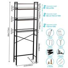 The Toilet Storage Rack,4-Tier Over Toilet Bathroom Organizer Shelf Adjustable Bathroom Shelf Over Toilet With Paper Holder And 4 Hooks, Brown - 棕色 - 查看 1