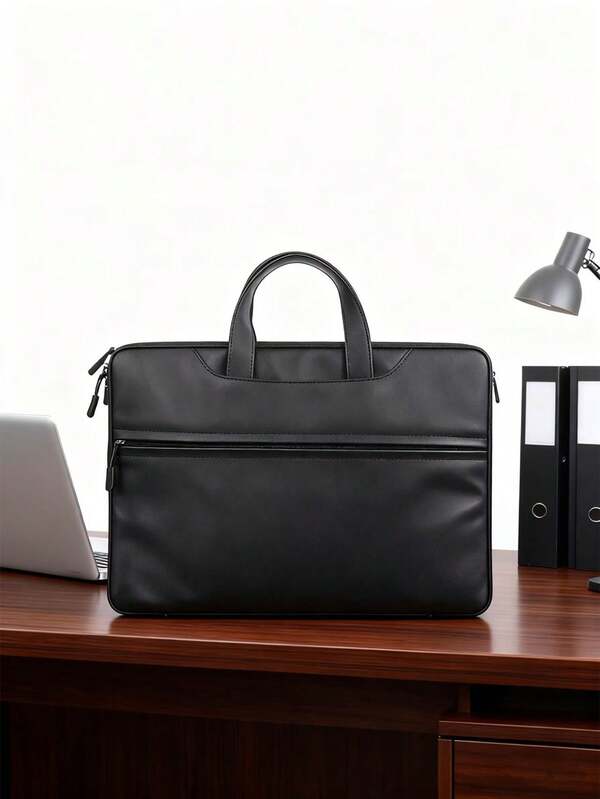 Leather Laptop Handbag (15-15.6 Inches), Waterproof Large-Capacity Business Briefcase And One-Shoulder Laptop Bag