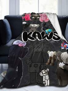 1Pc Kawss Kawaii Kaw Blanket Anime Lovers Gift Idea - Luxuriously Soft Flannel Blanket For Couch, Camping & Travel Adventures - màu đen - Xem 1