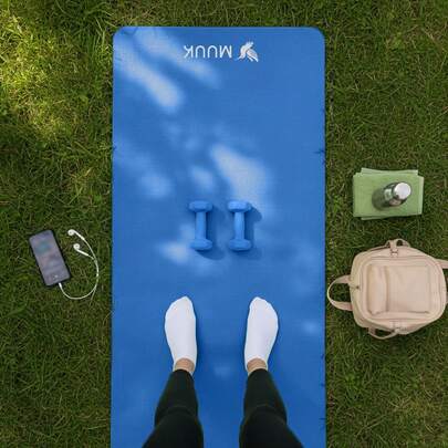 MUUK FITNESS 1 pieza Tapete de yoga antideslizante de 150x60 cm con 4 mm de grosor, tapete ligero y portátil para ejercicios de yoga, pilates, estiramientos y fitness, esterilla cómoda y estable para entrenar en casa, estudio o al aire libre