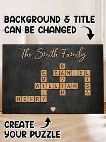 Catygift Customized Name - Instant Family Crossword Game Art - Personalized Framed Canvas Print (Not Celebrity Poster Wall Decor) - Christmas Gift For Family - As Shown - View 2