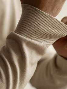 GRDR Men's Long Sleeve Turtleneck Knit Sweater, Versatile For Daily Wear - Apricot - View 3