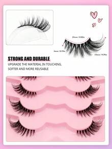 Asiteo 7对半条假睫毛，自然猫眼加长假睫毛，纤细仿貂毛条状假睫毛，适合日常妆容 - 半眼睫毛 - 查看 4