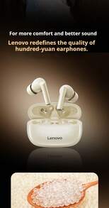 Lenovo TA210 蓝牙耳机：降噪、深沉低音立体声、支持配对、通话功能、佩戴舒适、独立麦克风、超长续航、低游戏延迟、无线入耳式音乐播放耳机 - 月岩白 - 查看 2