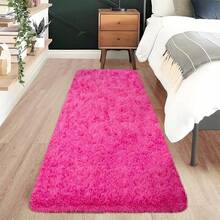 1pc Fuchsia Rectangular Plush Area Rug | Nordic Style Artificial Fur Material, Soft Carpet | Easy Maintenance | Autumn/Winter Home Decor Rug | Suitable For Living Room, Bedroom, Study, Holiday Decoration, Gatherings, All Seasons, Creates Cozy Home Atmosphere - Hot Pink - View 14