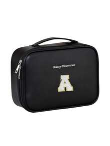 Large Capacity Travel Makeup Bag, Waterproof Leather Organizer Bag, Lettered (A-Z), Multi-Functional Cosmetic Organizer Bag, Zippered Toiletry Bag, Suitable For Makeup Brushes, Lipsticks, Foundation, Serums, Essential Oils, Eyeshadow Palettes, Etc. Ideal For Autumn And Bedroom Decoration. - Multicolor - View 22