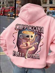 Sudadera de manga larga con patrón de bailarina de ballet y café para niña, adecuada para uso diario en otoño/invierno - Rosa - Ver 8