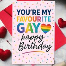 "You're My Favourite Gay" Happy Birthday Card - Vibrant Rainbow Design For Adult LGBTQ+ Celebrations (With Envelope) - Multicolor - View 7