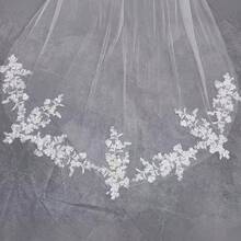 Velo nupcial de lujo con estampado floral y flores 3D, velo de novia de alta calidad con peine