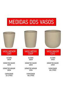Kit 3 Vasos Planta Polietileno Varanda Jardim Variados Cd14 - Branco - Visão 3