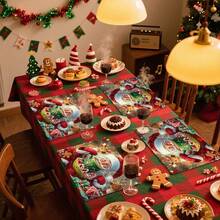 1pc/4pcs/6pcs Santa Patterned Placemats, Machine-Washable Rectangular Polyester Placemats, Table Guards, Heat-Insulating Placemats, Restaurant Table Decorations, Party Supplies, And Christmas Decorations Can All Be Given As Gifts