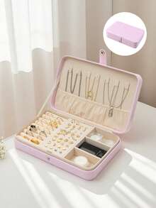 1 件天鹅绒拉链首饰盒，大容量珠宝收纳盒，带 2 个可拆卸隔层，耳环戒指项链手链收纳盒。适合作为送给女友、朋友、女孩、母亲节的礼物，阳光旅行凉爽