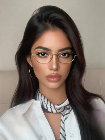 Unisex Asymmetrical Geometric Metal Frame Glasses - Fashionable Design, Suitable For Computer, Gaming, TV, Mobile Use, Relieve Eye Fatigue, Non-Prescription