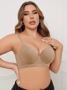 Sujetador con aros MIMILEMON para mujer de talla grande, con soporte y comodidad - Café integral - Ver 7