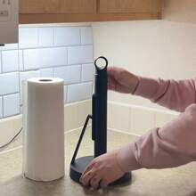 Theaoo Heavy-Duty Stainless Steel Paper Towel Holder With Tension Arm – Easy One-Handed Tear, Modern Standing Countertop Dispenser For Kitchen, Holds All Paper Towel Rolls - Gold - View 5
