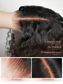 Deep Wave 5x5 Glueless Lace Wigs Human Hair Wig Pre Plucked Transparent Lace Wig Nature Color For Women 150% Density Virgin Hair - Black - View 5