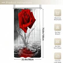 1/3/4pcs Red Rose & Butterfly Shower Curtain Bathroom Set,Luxurious Floral Waterproof And Wear-Resistant Bathroom Decor And Accessories,With 12 Hooks - Includes Toilet Seat Cover, Bath Mats, And Rugs Polyester Fabric - Washable - Perfect For Holiday Decor,Home/Bedroom/House/Western/Winter Decor - Red - View 14