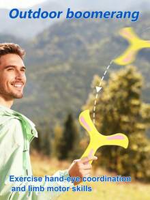 Multi-Colored, Soft, Durable, And Self-Rebounding EVA Boomerangs, Suitable For Outdoor Sports, Family Entertainment, And Coordination Training. Ideal For Camping And Outdoor Activities, And A Great Gift For Birthdays, New Year's, And Christmas. Interactive Hand-Throwing Sports Equipment, Suitable For Garden Games And Family Activities. Colors/Styles Are Sent Randomly. - Multicolor - View 3