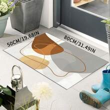 Modern Geometric Retro Pattern Rug - Polyester Fiber Backing Non-Slip Polyester Mat, Durable Home Decor Carpet, Washable Rug Suitable For Living Room, Bedroom, Dining Room And Kitchen